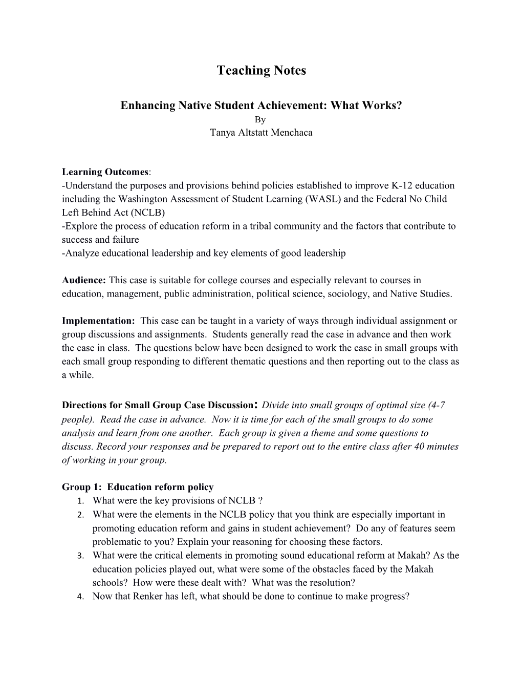 Enhancing Native Student Achievement: What Works?