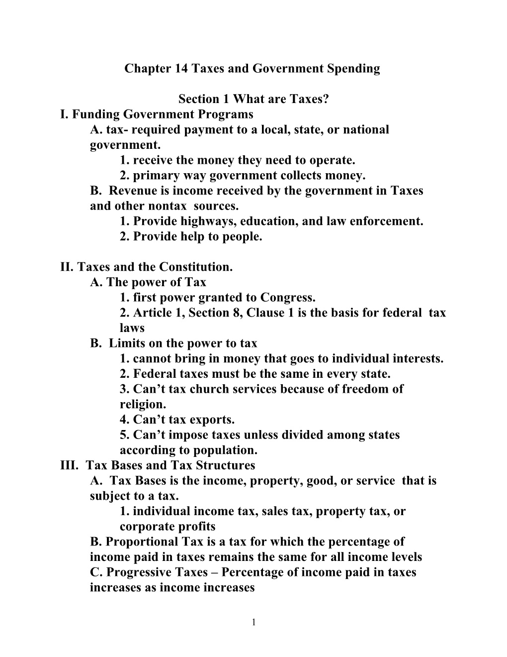 Chapter 14 Taxes and Government Spending