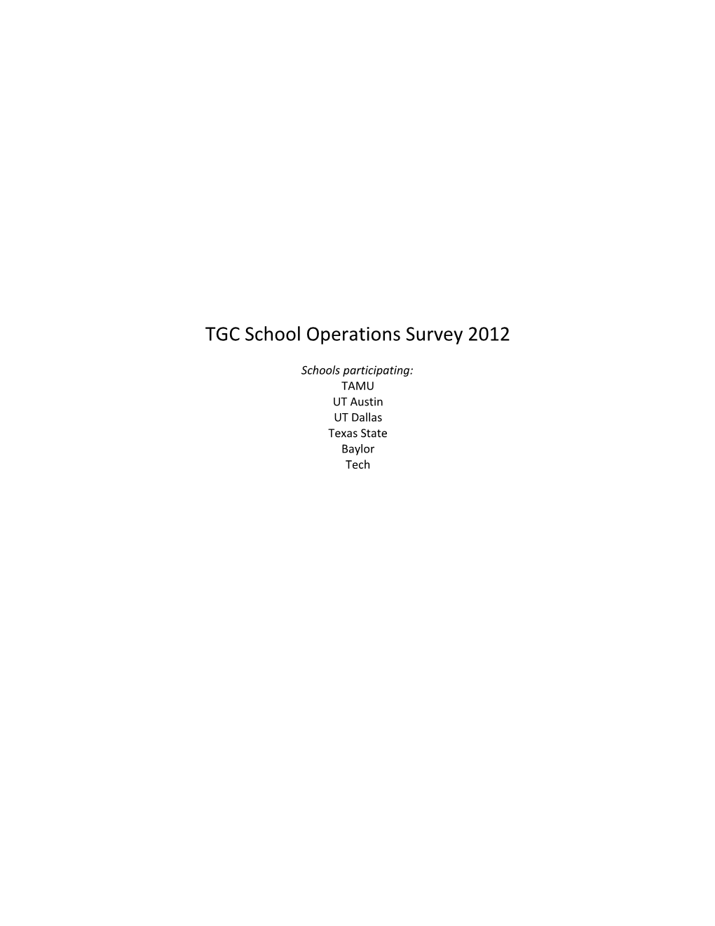 TGC School Operations Survey 2012