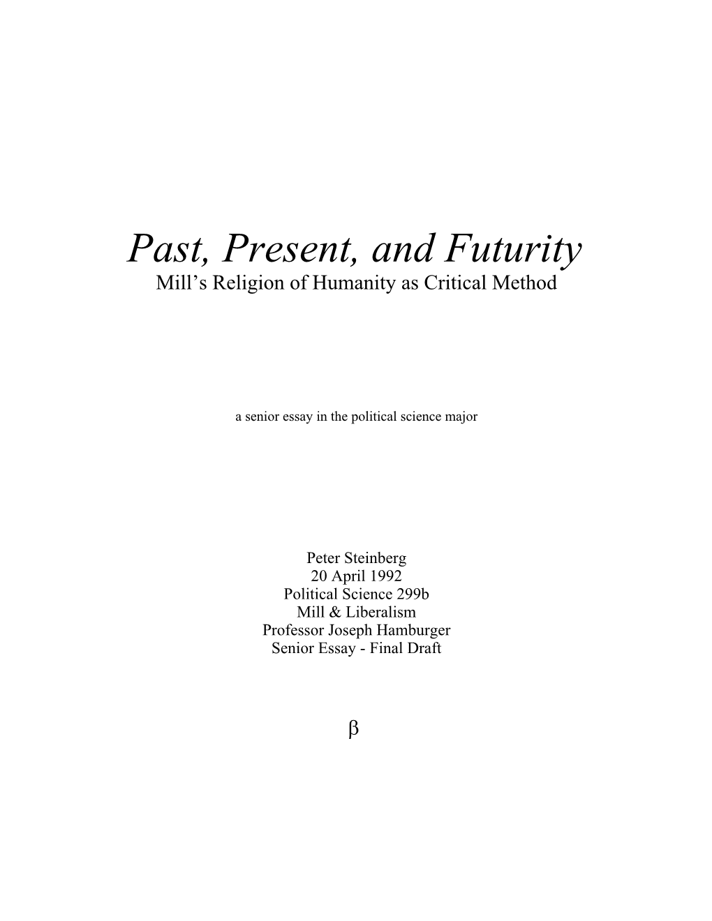 Past, Present, and Futurity