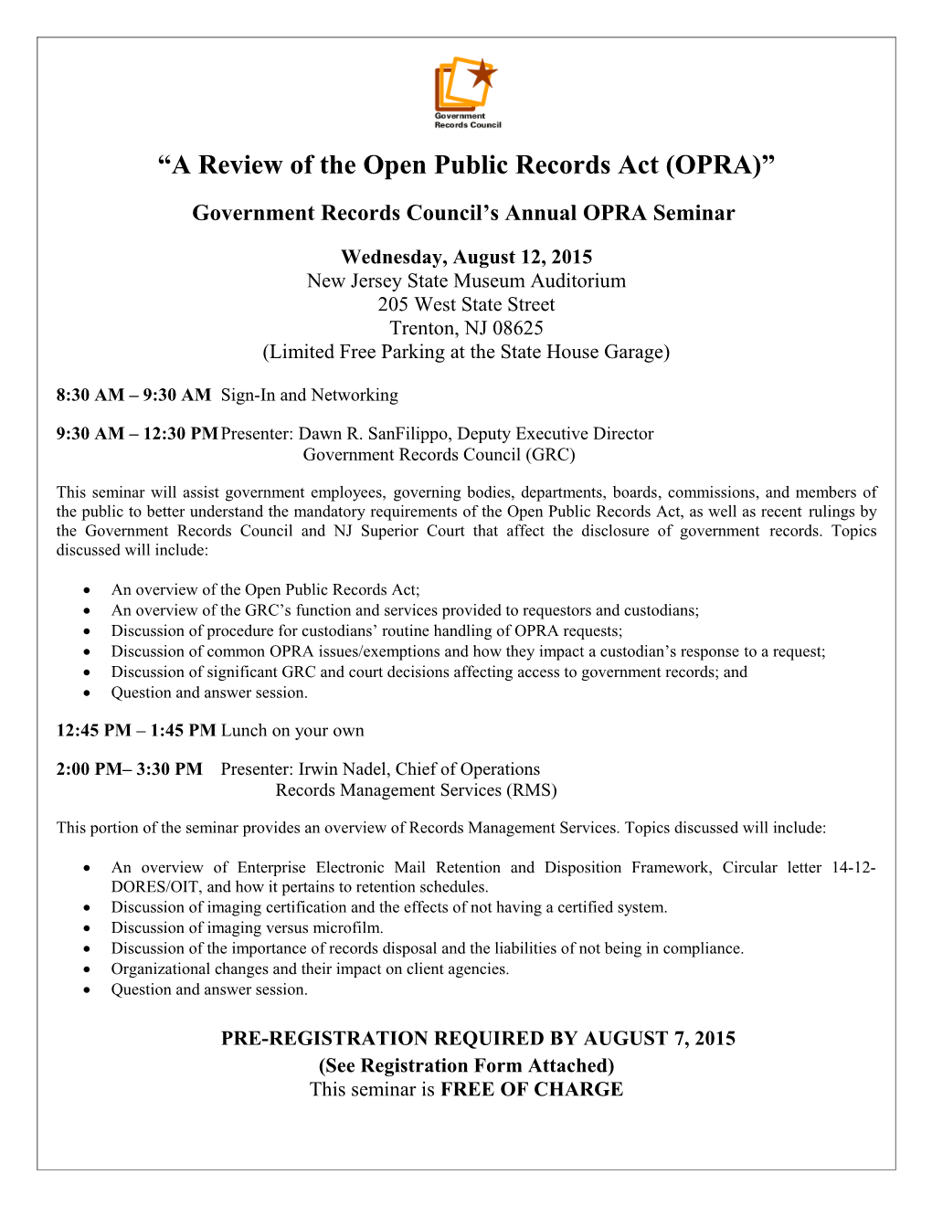 A Review of the Open Public Records Act (OPRA)