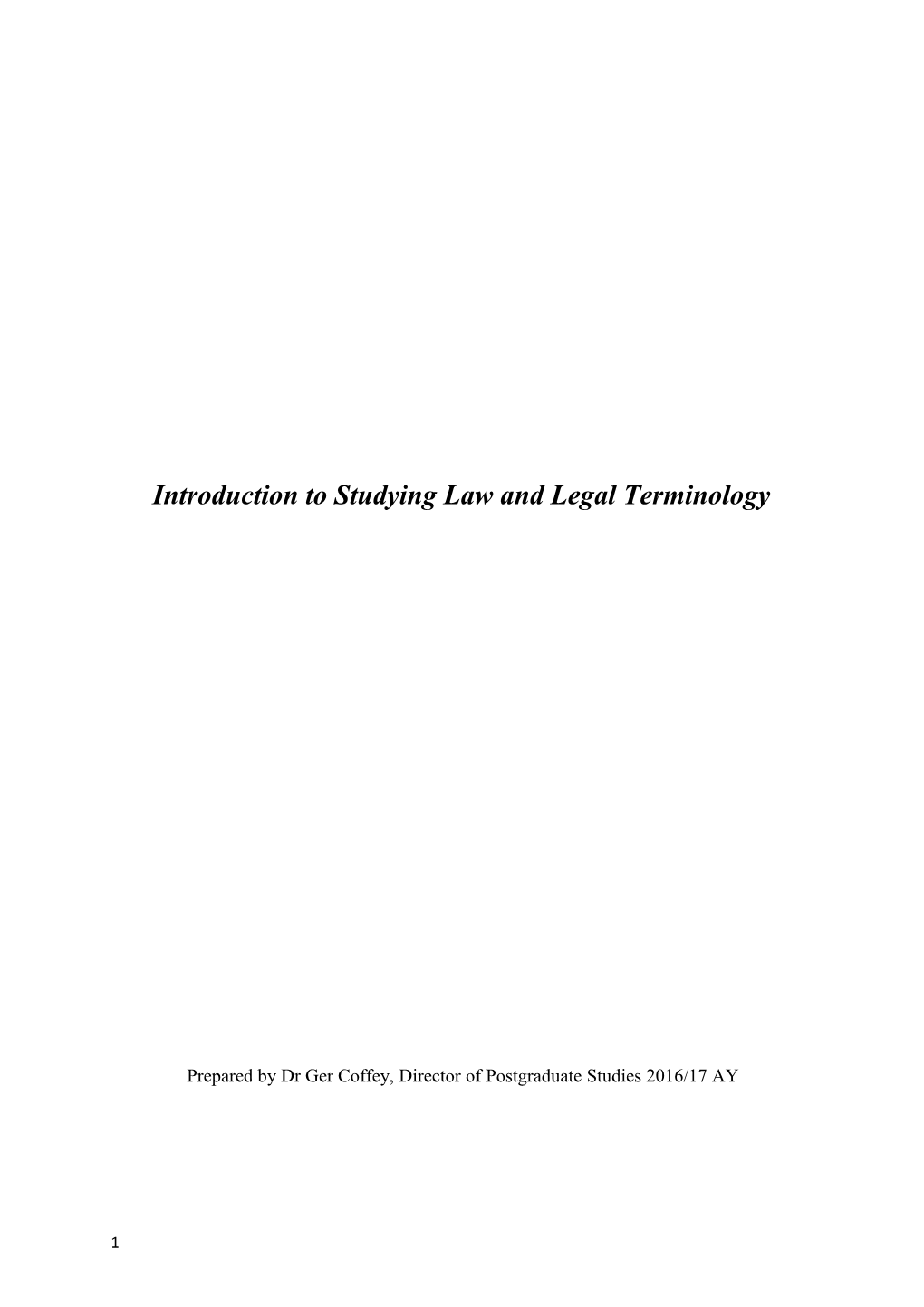 Introduction to Studying Law and Legal Terminology