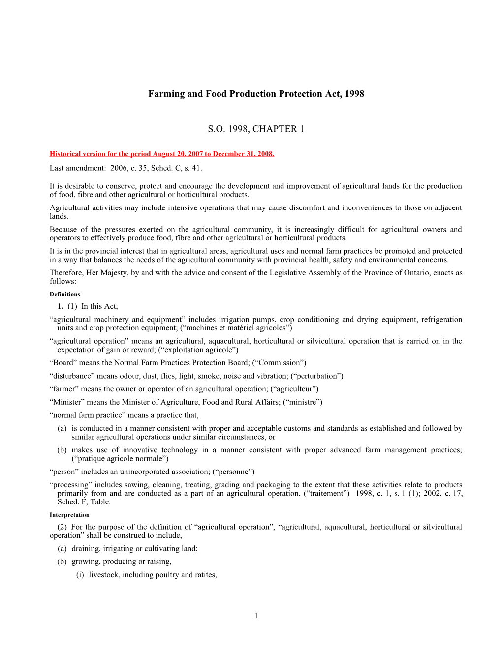 Farming and Food Production Protection Act, 1998, S.O. 1998, C. 1