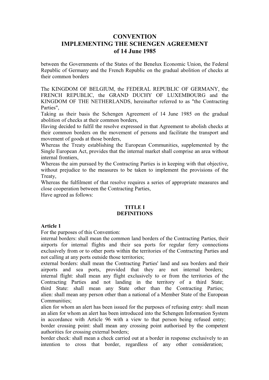 Convention Implementing the Schengen Agreement