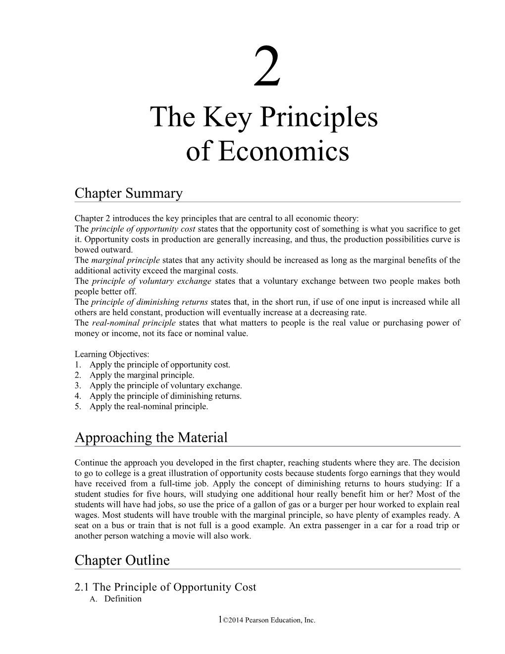 Chapter 2: the Key Principles of Economics 1