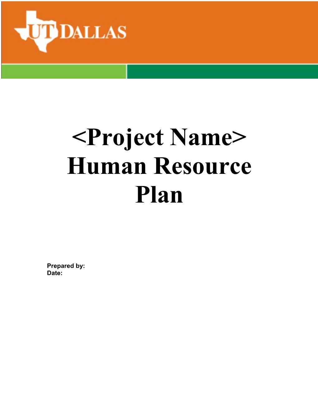 Human Resource Plan Template