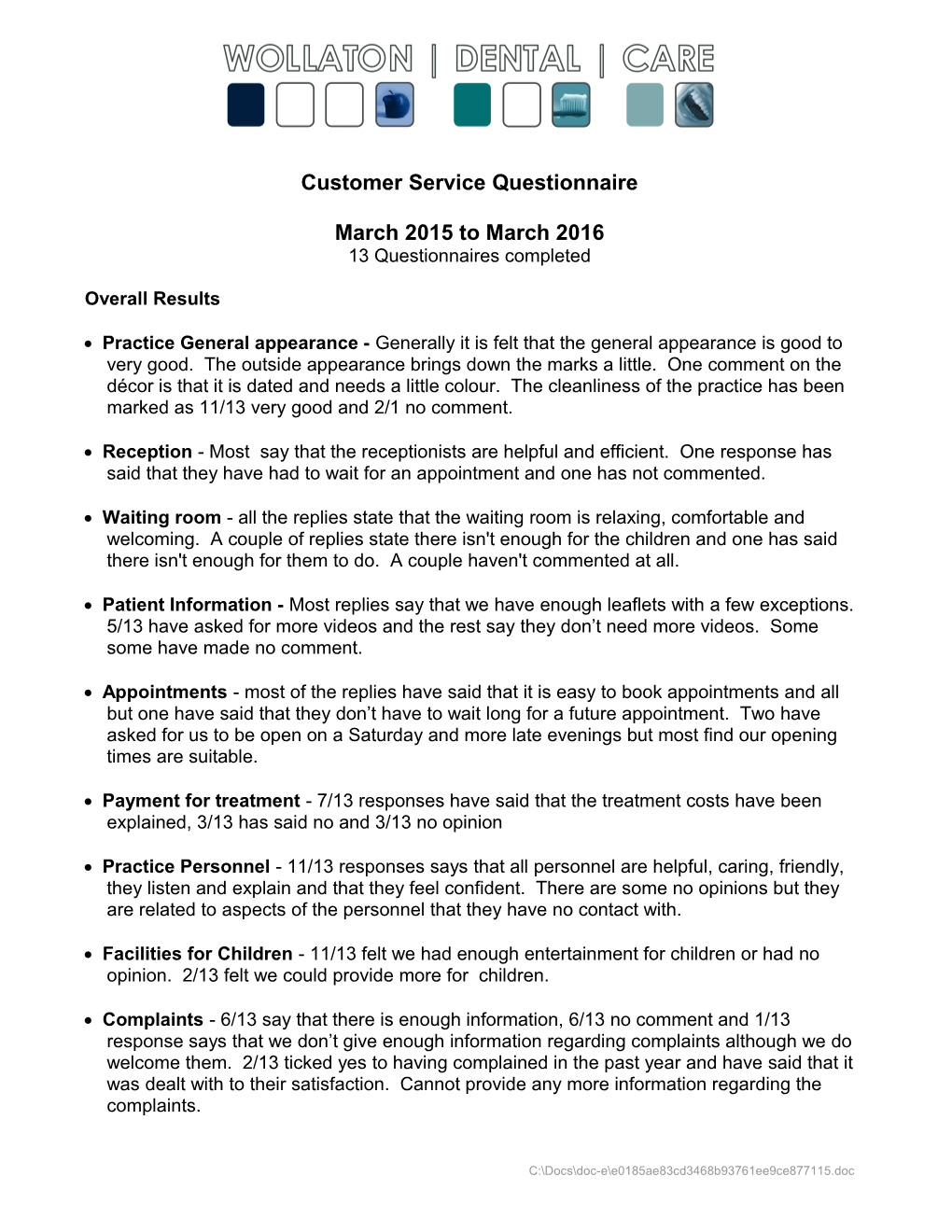Customer Service Questionnaire