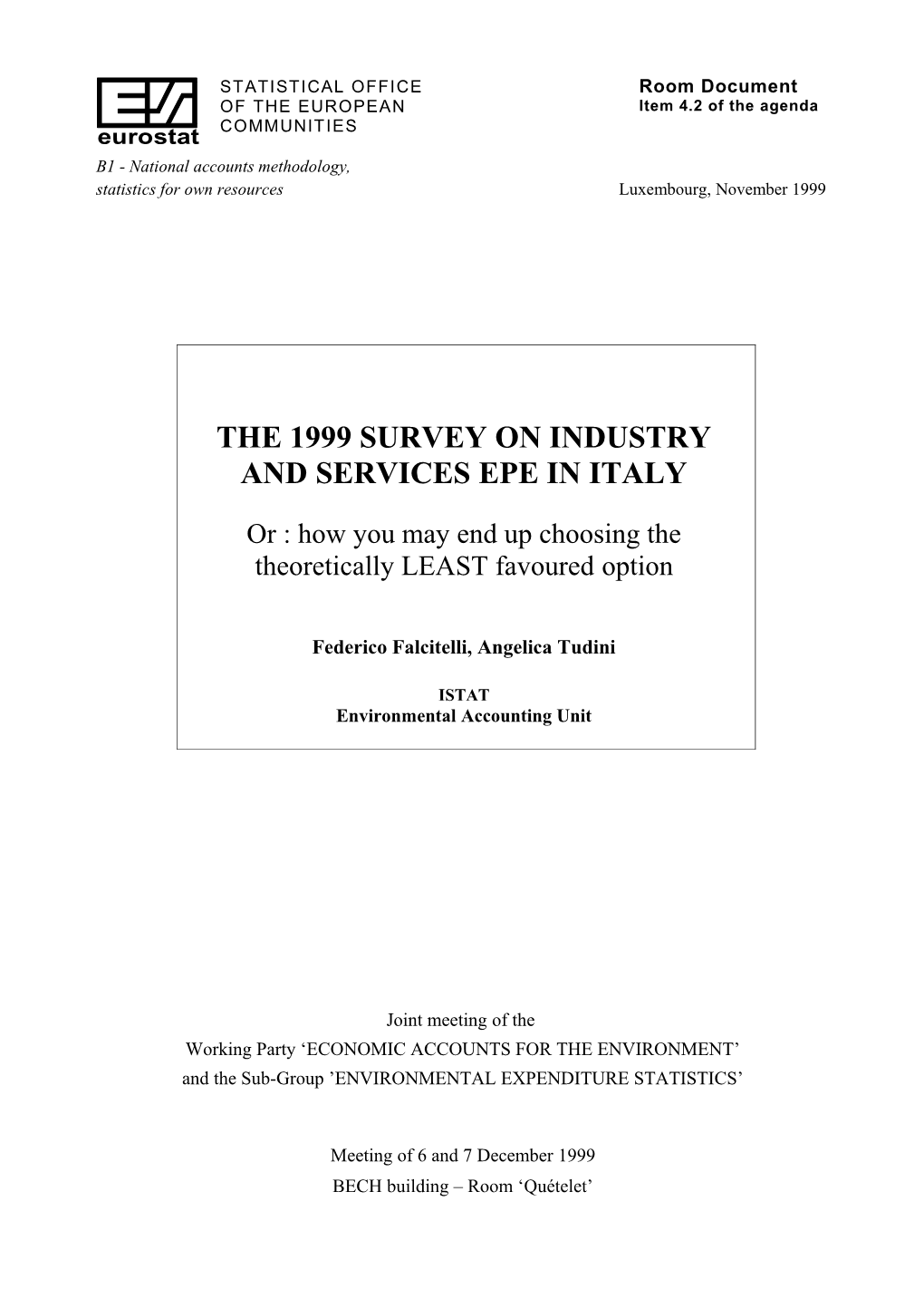 The 1999 Survey on Industry and Services EPE in Italy