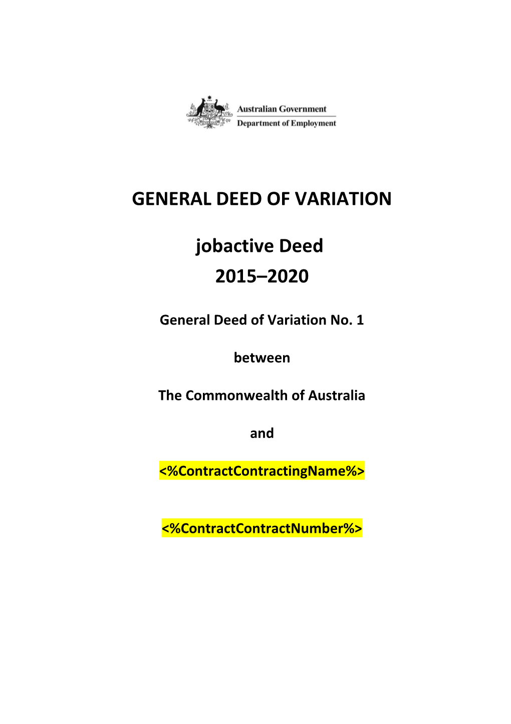 General Deed of Variation