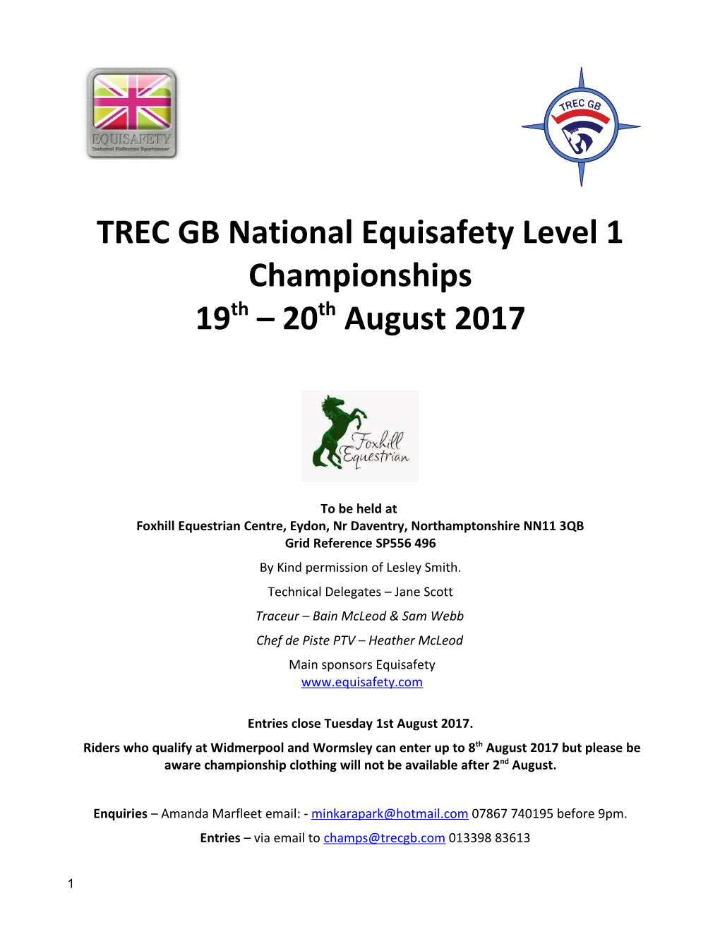 TREC GB National Equisafety Level 1 Championships