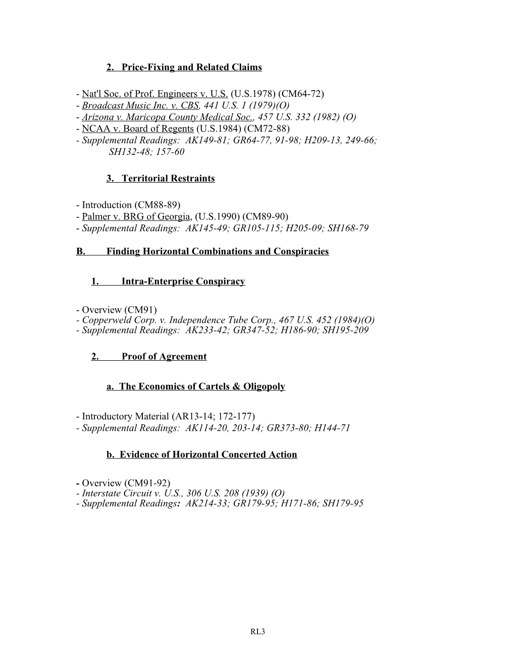 Complete Antitrust Fall 2004 Reading List