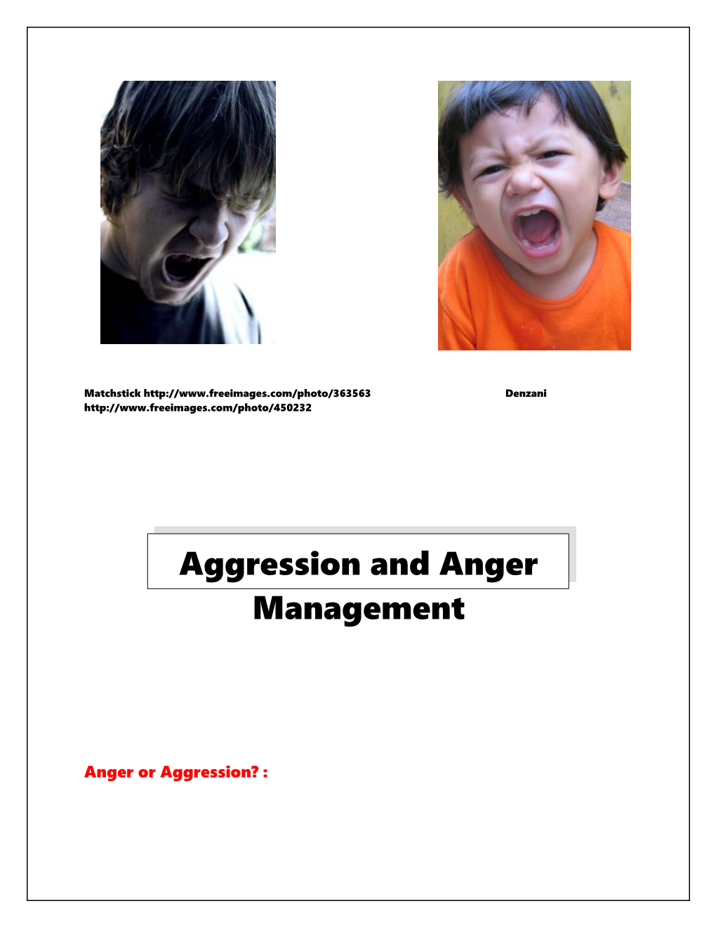 Aggression and Anger Management