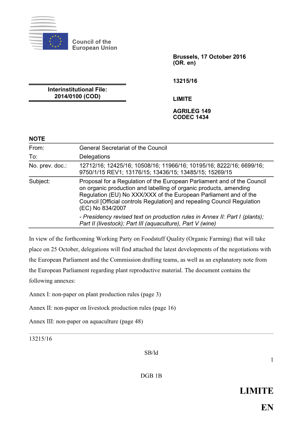 Annex I: Non-Paper on Plant Production Rules (Page 3)