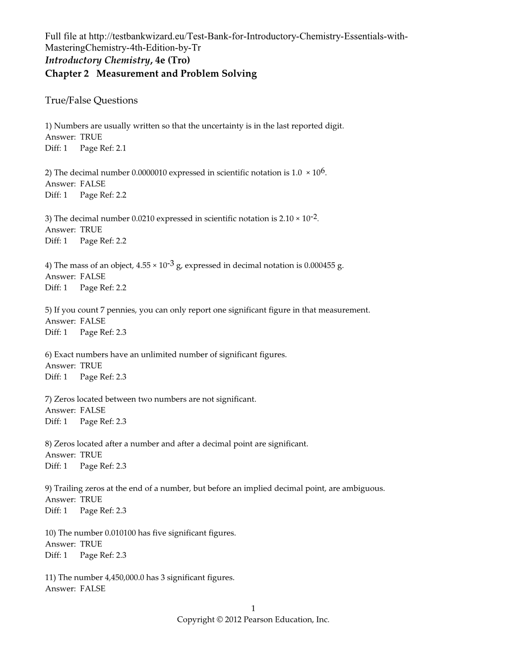 Introductory Chemistry, 4E (Tro)