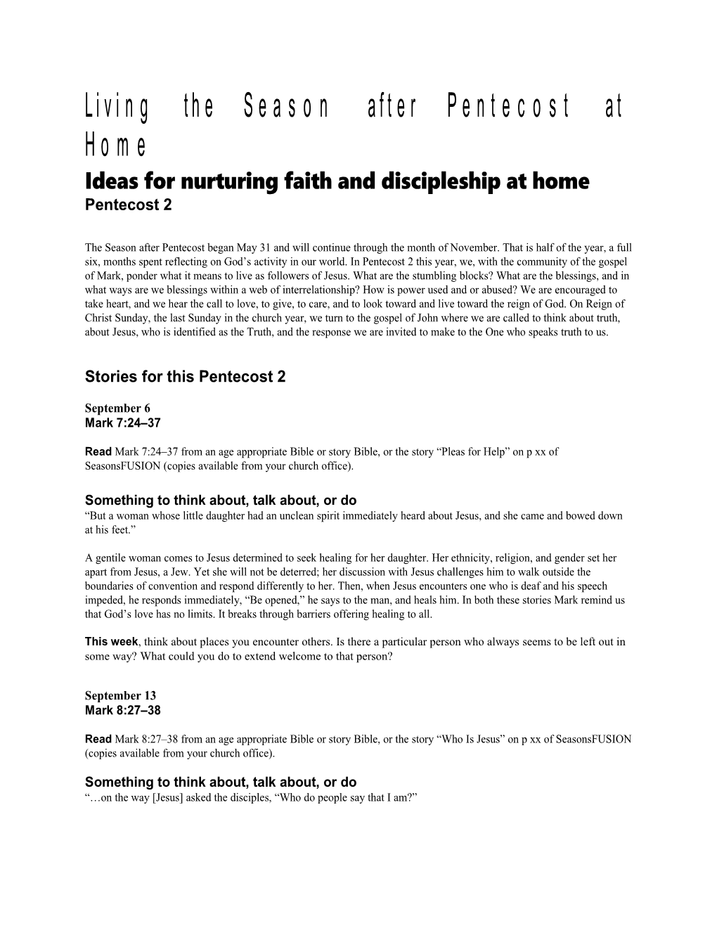 Ideas for Nurturing Faith and Discipleship at Home