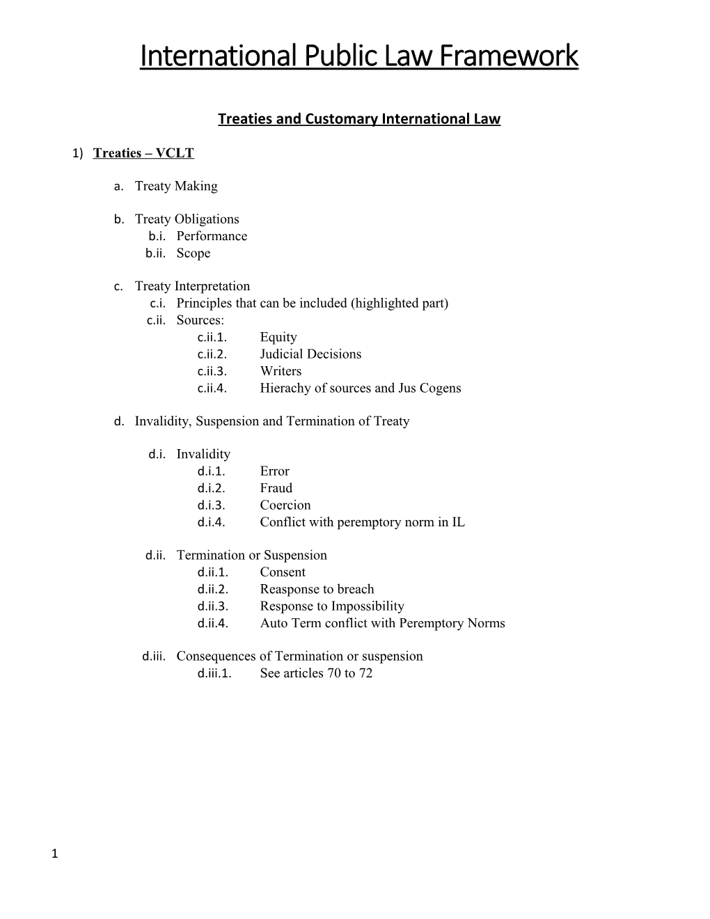 International Public Law Framework