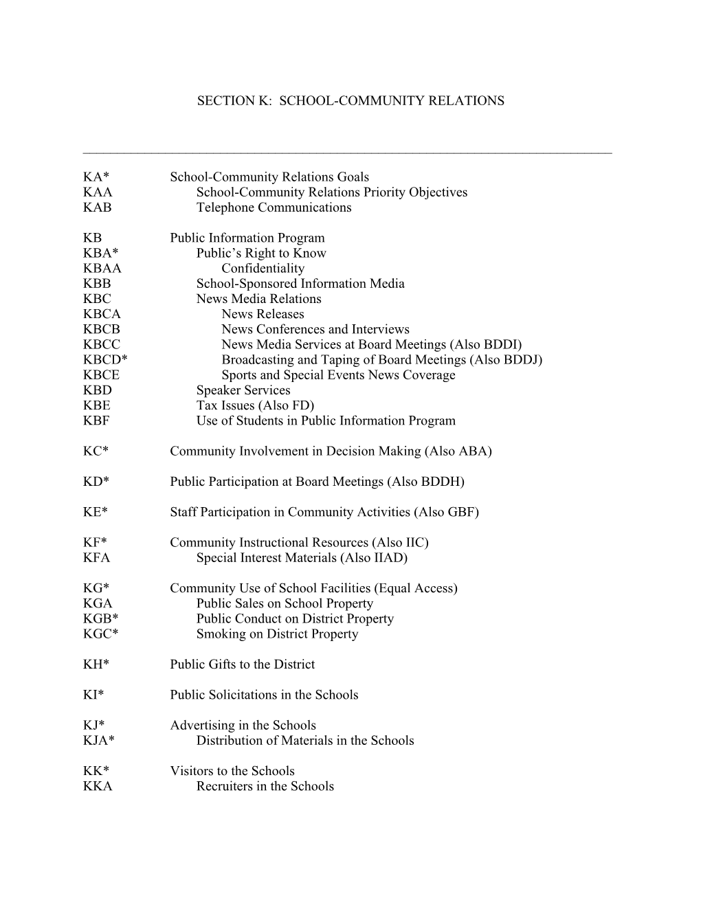 Section K: School-Community Relations