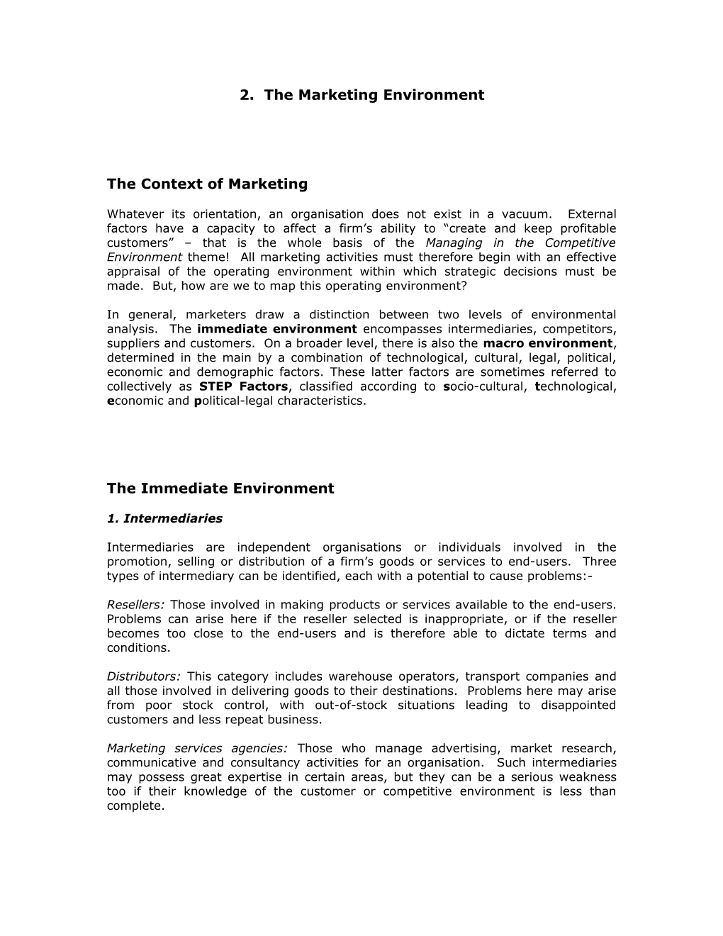 2. the Marketing Environment