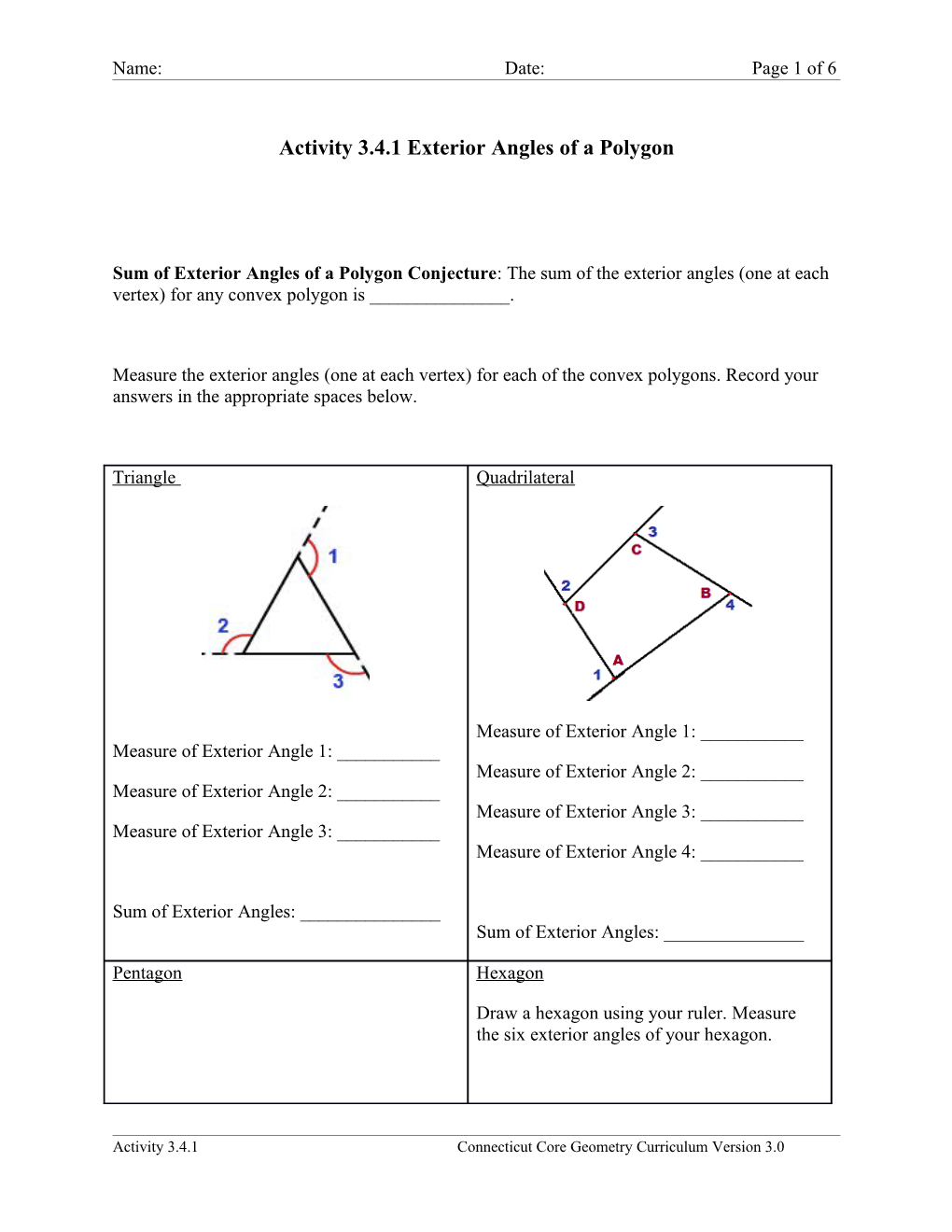 Activity 3.4.1 Exterior Angles of a Polygon