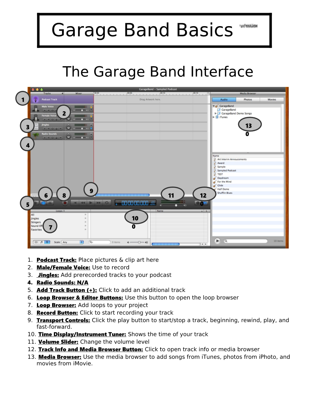 The Garage Band Interface