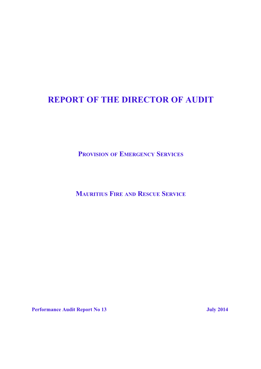 Draft Performance Audit Report