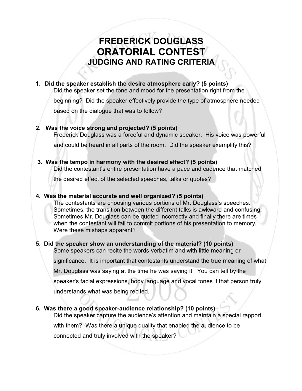 Judging and Rating Criteria