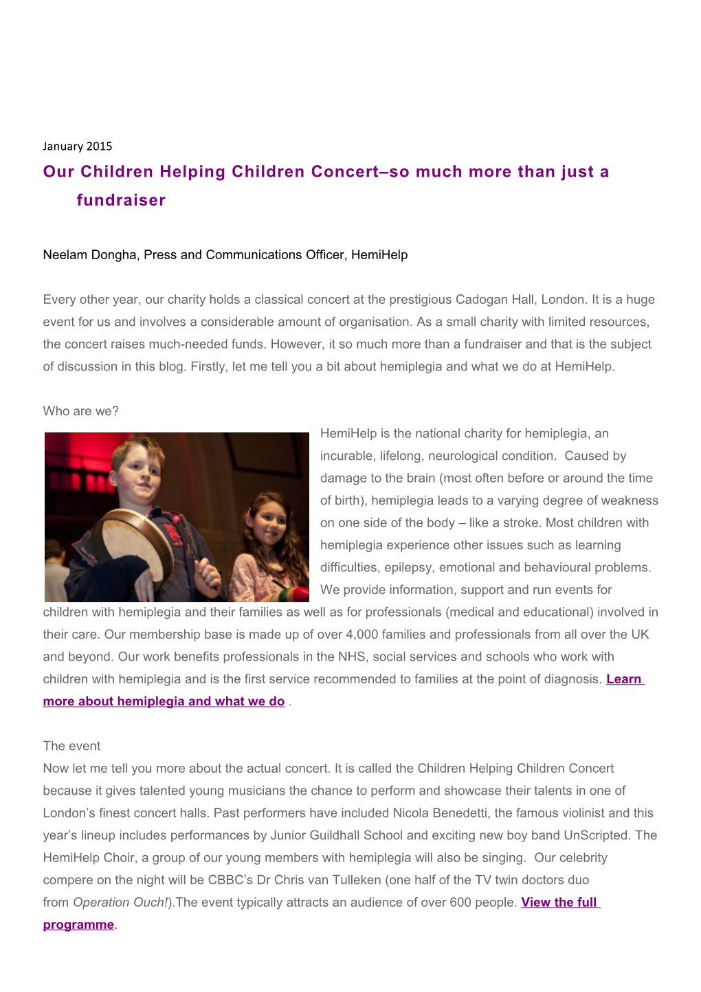 Our Children Helping Children Concert So Much More Than Just a Fundraiser