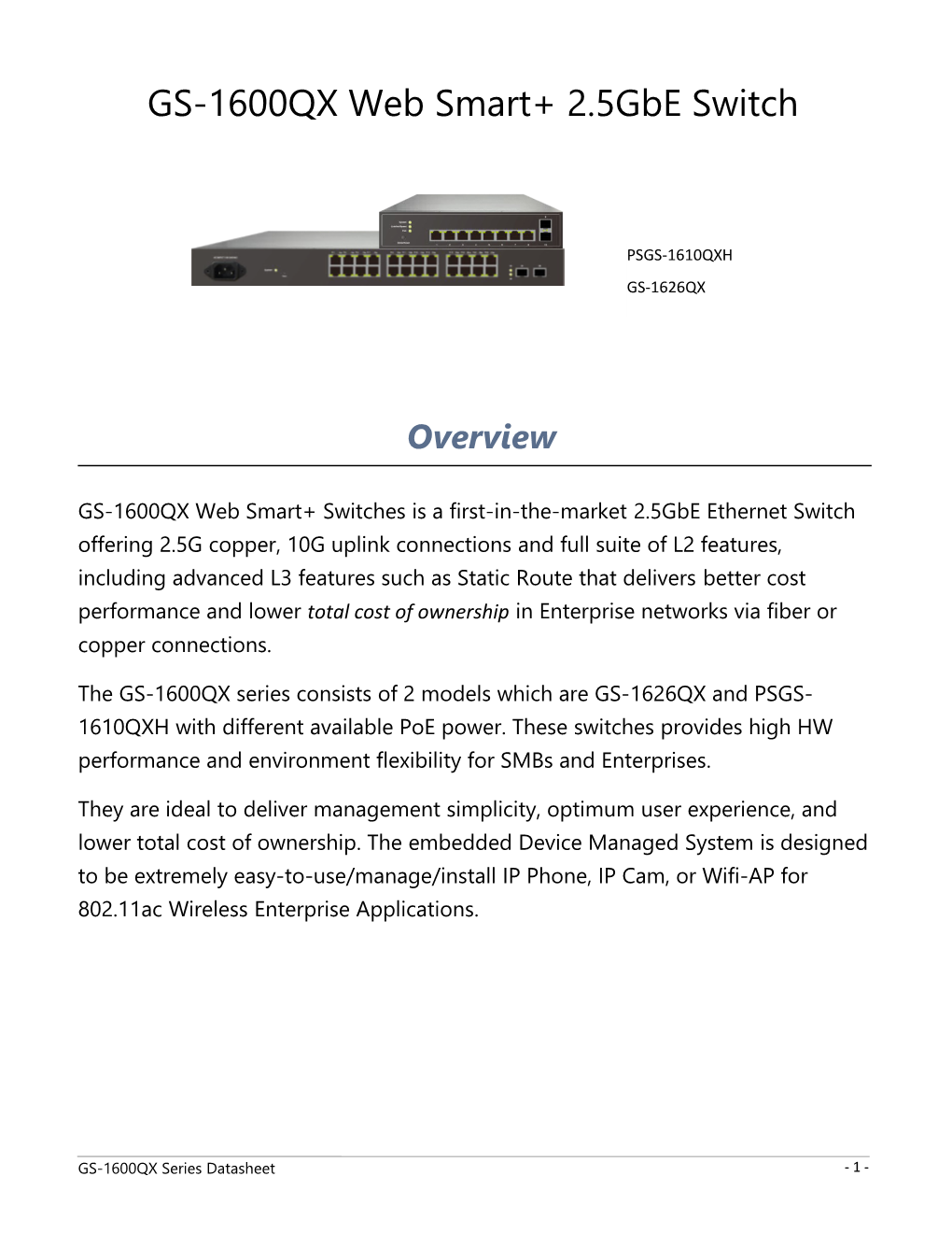 GS-1600Qxweb Smart+2.5Gbe Switch