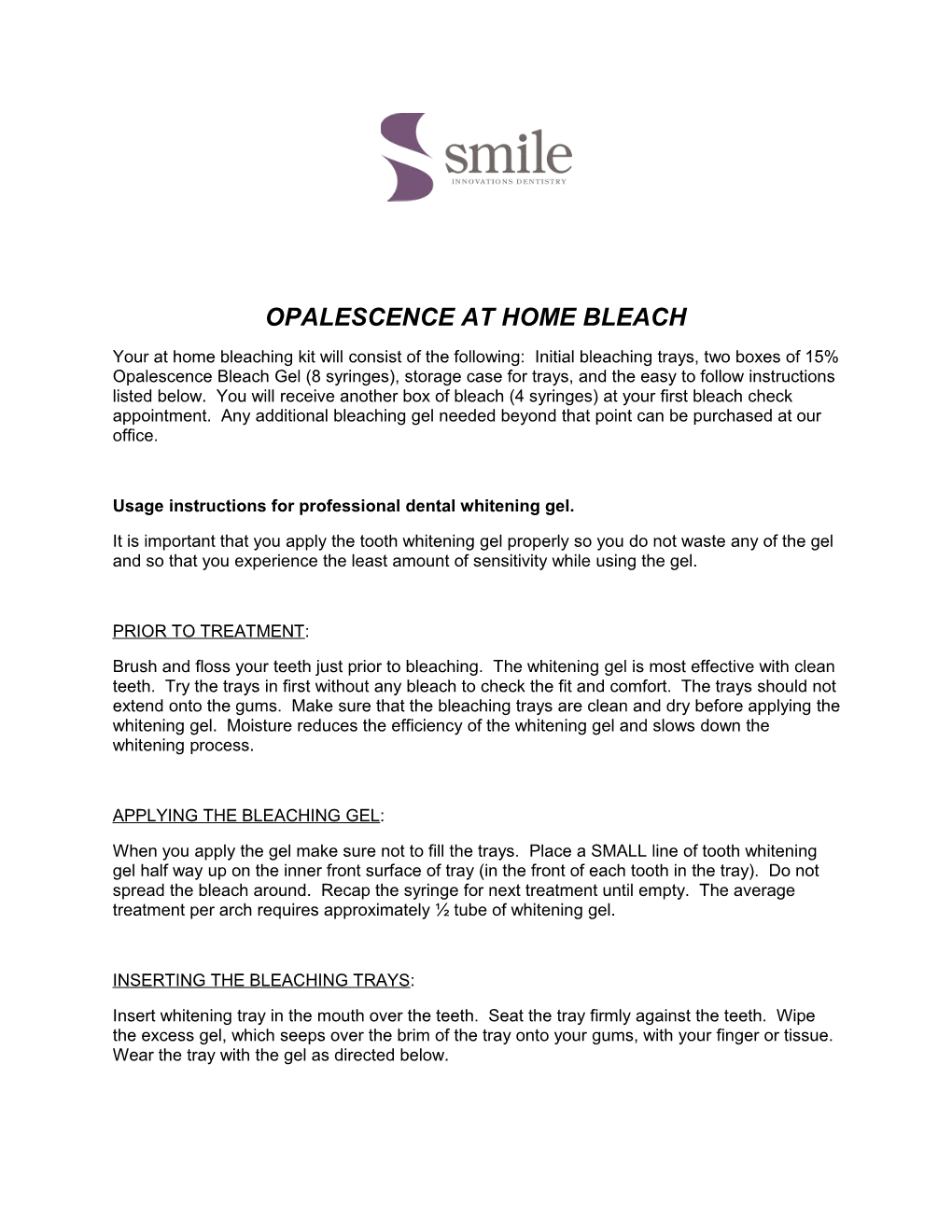 Usage Instructions for Professional Dental Whitening Gel