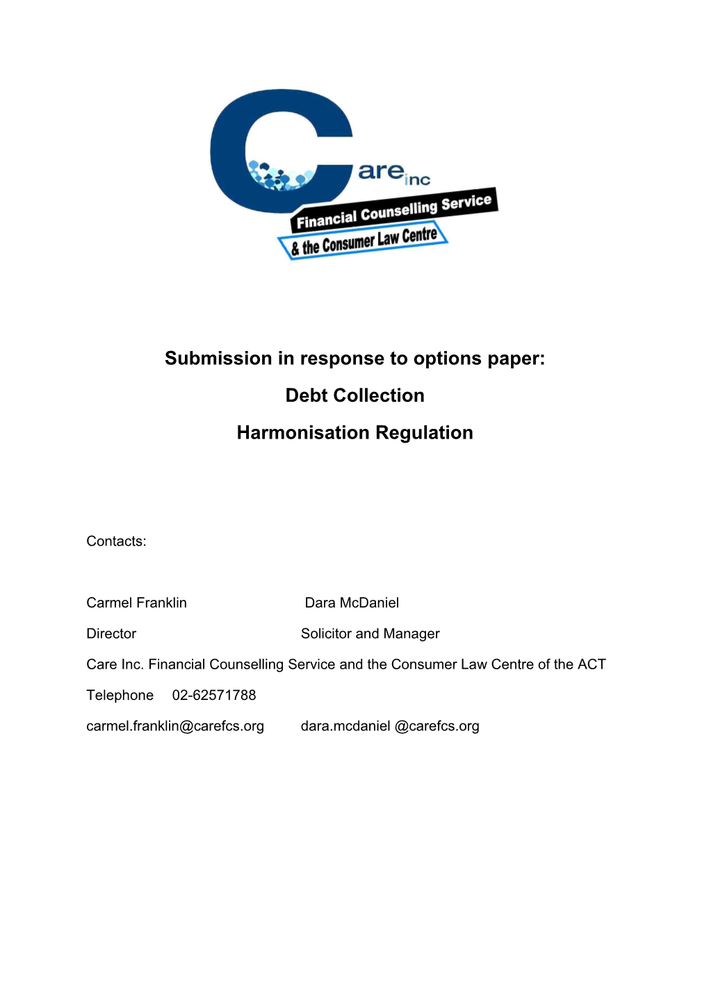 Debt Collection Harmonisation Regulation Options Paper Submission