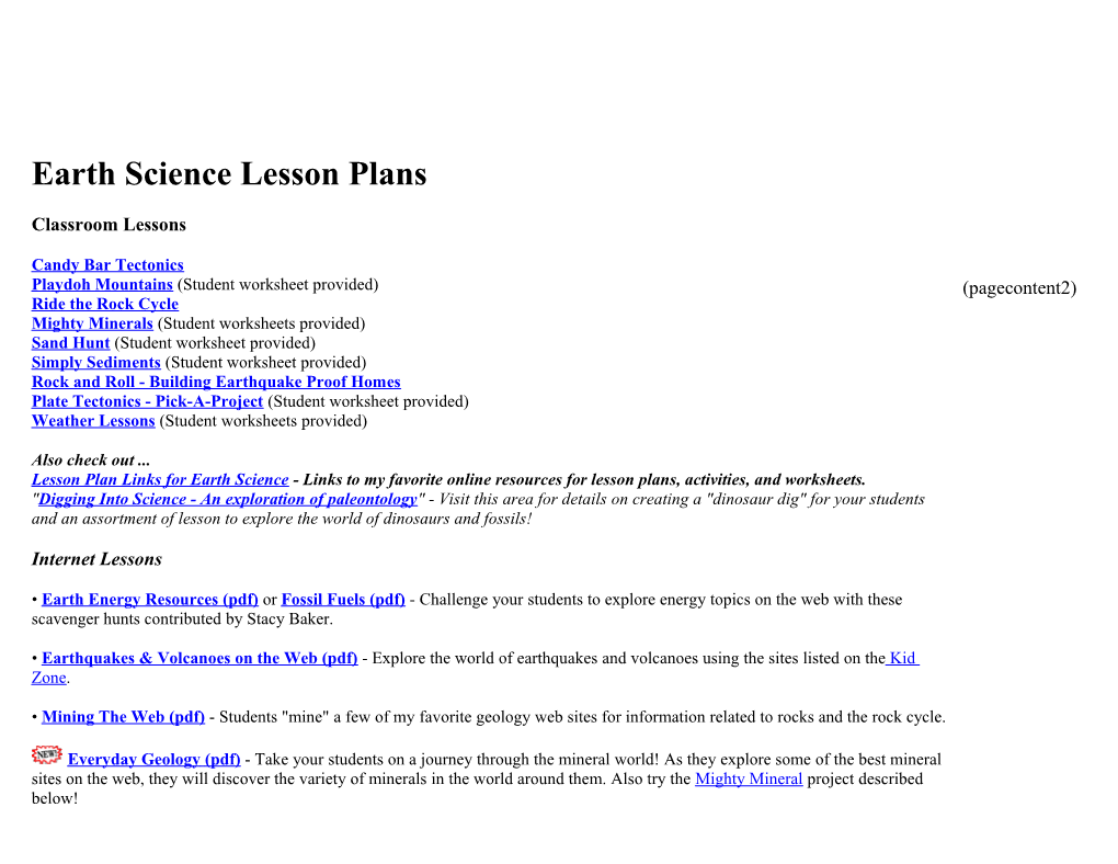 Earth Science Lesson Plans