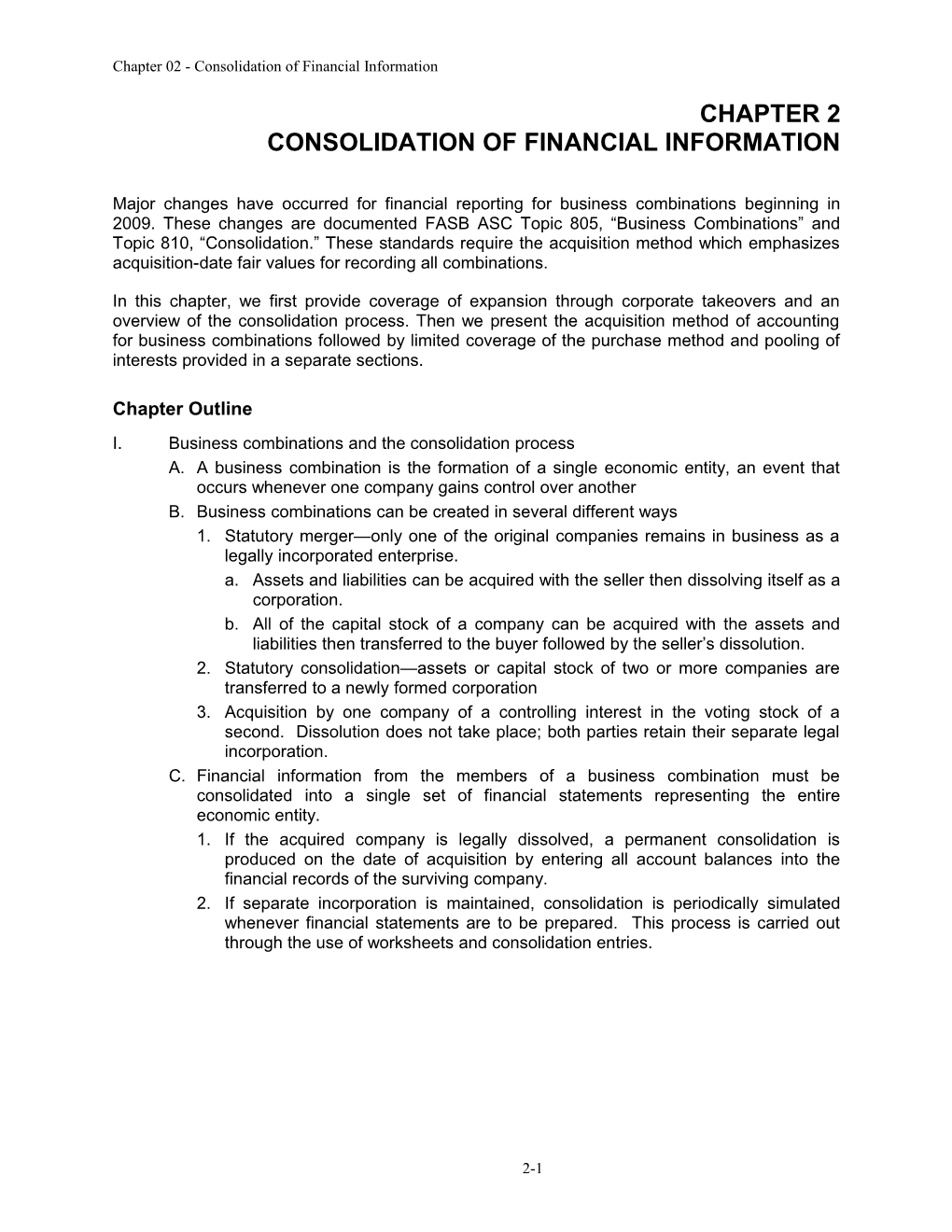 Chapter 02 - Consolidation of Financial Information