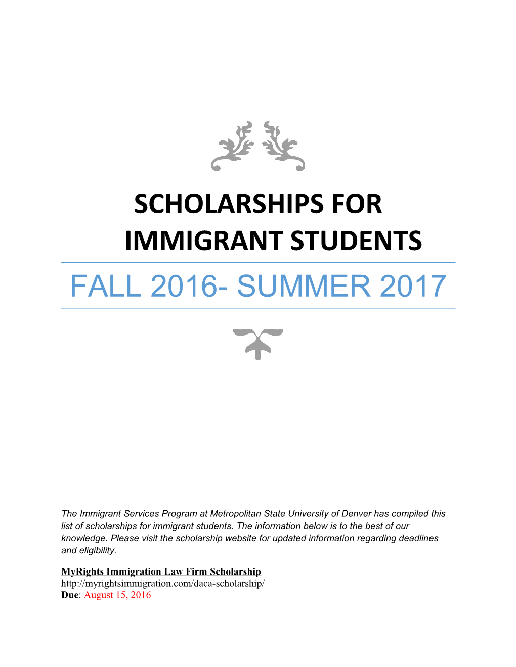 Scholarships for Immigrant Students