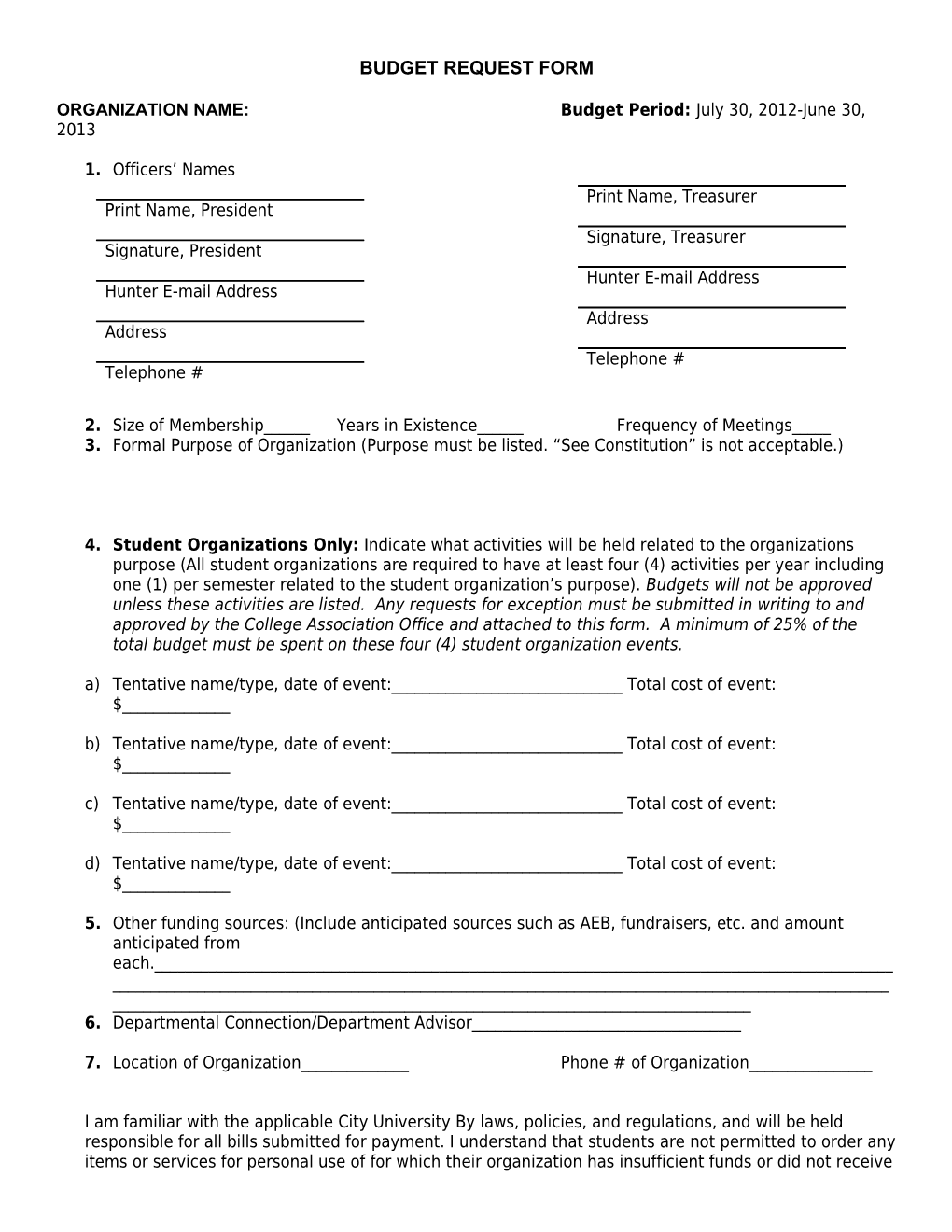 Budget Request Form