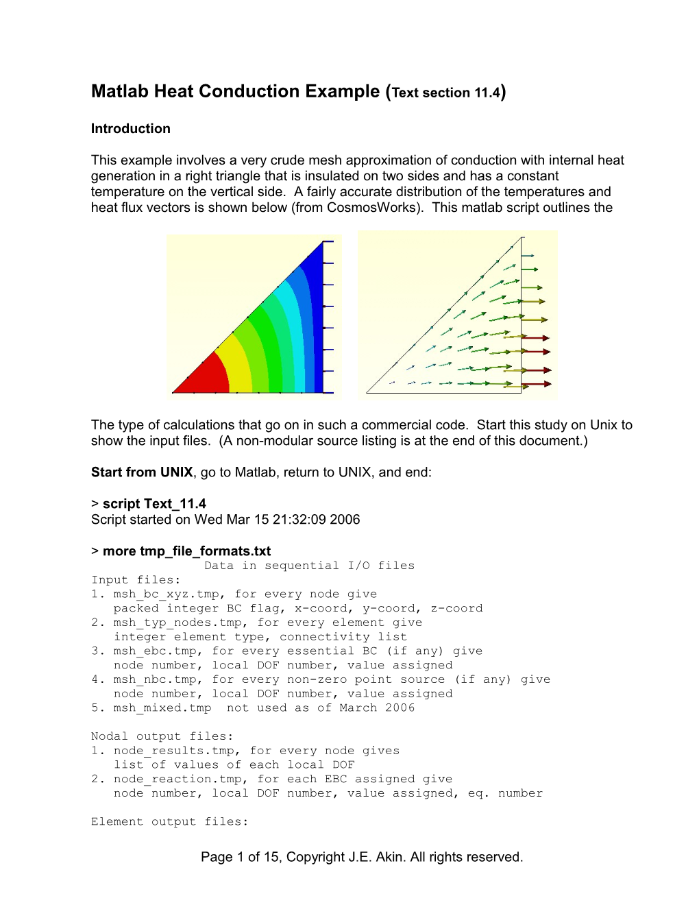 Matlab Heat Conduction Example (Text Section 11
