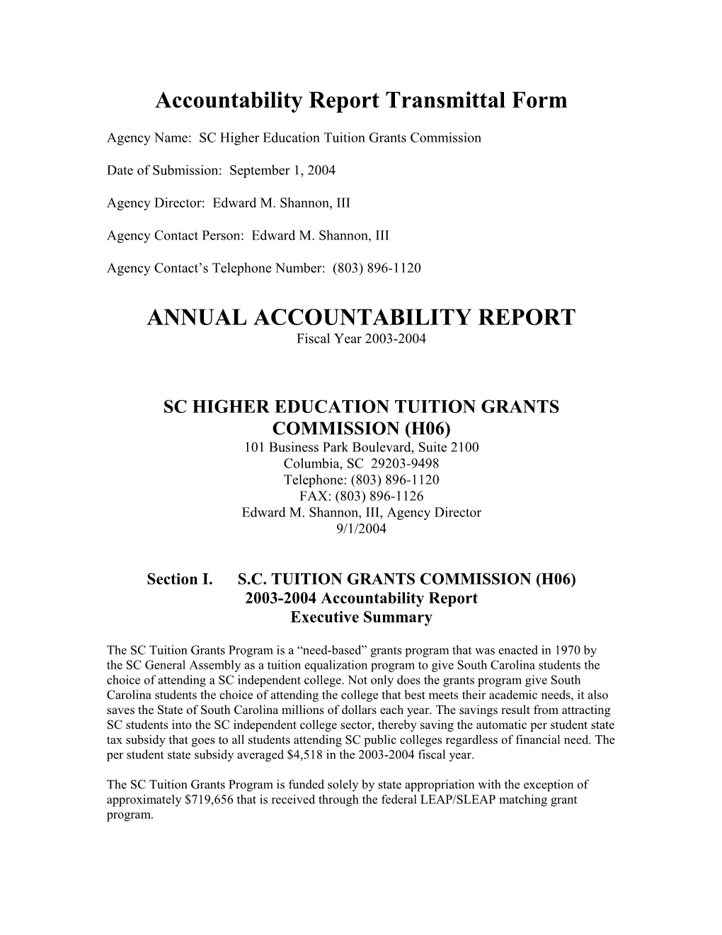 Annual Accountability Report