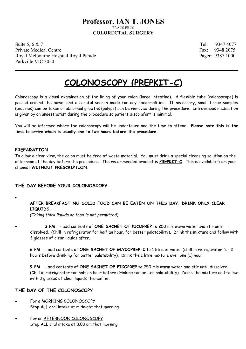 Information Regarding Colonoscopy