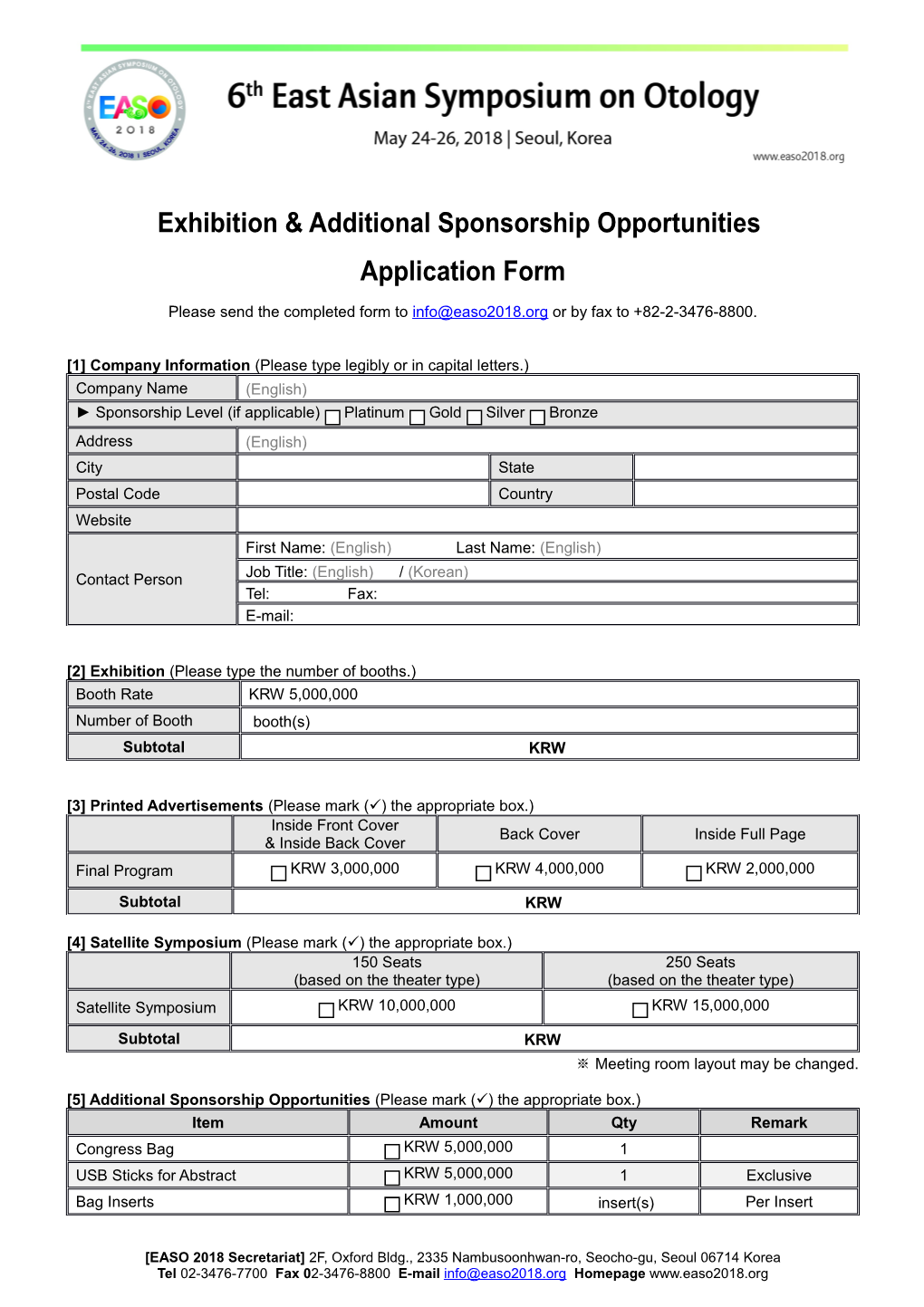 Exhibition & Additional Sponsorship Opportunities