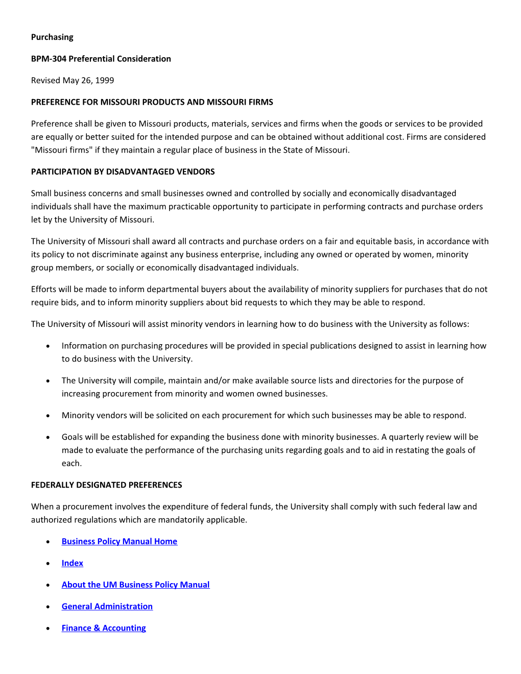 Preference for Missouri Products and Missouri Firms