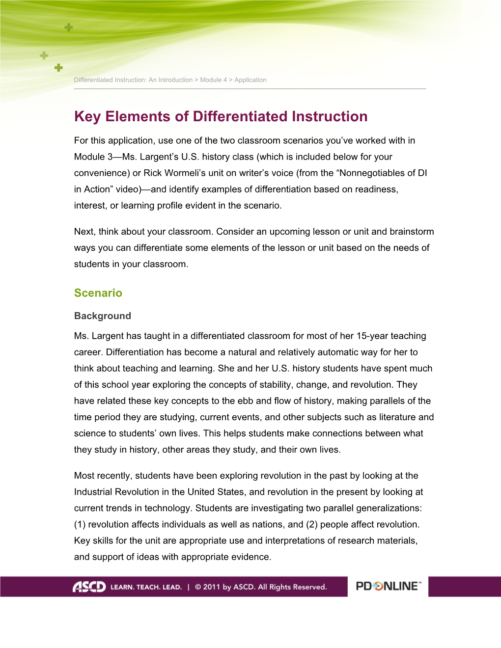 Key Elements of Differentiated Instruction