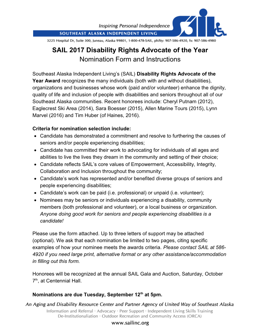 SAIL 2017 Disability Rights Advocate of the Year