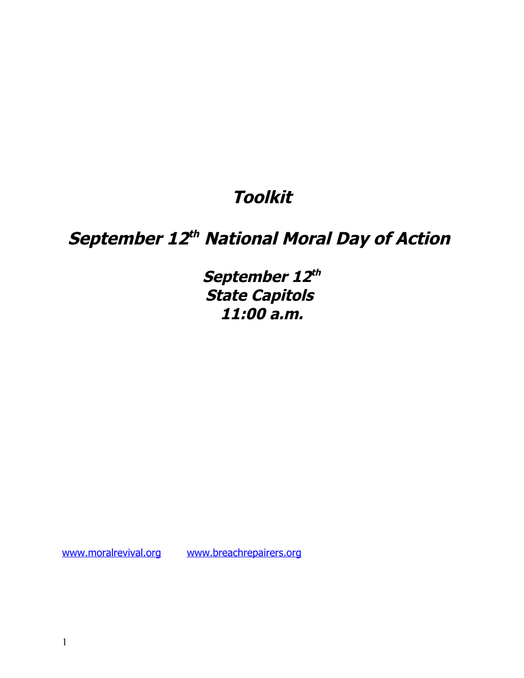 September 12Th National Moral Day of Action