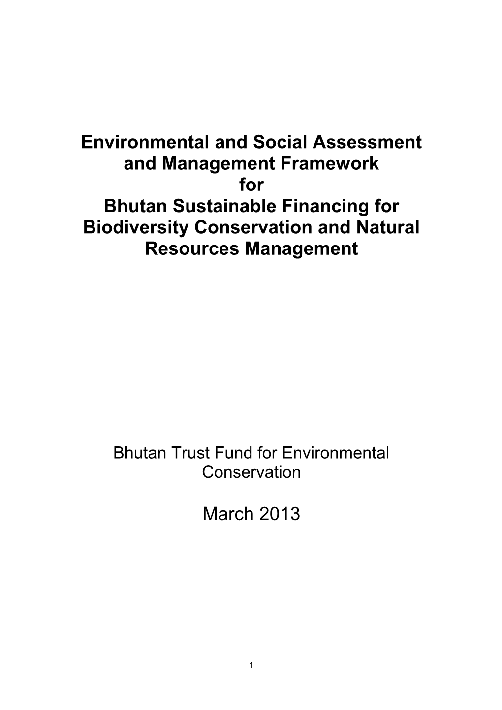 Environmental and Social Assessment and Management Framework