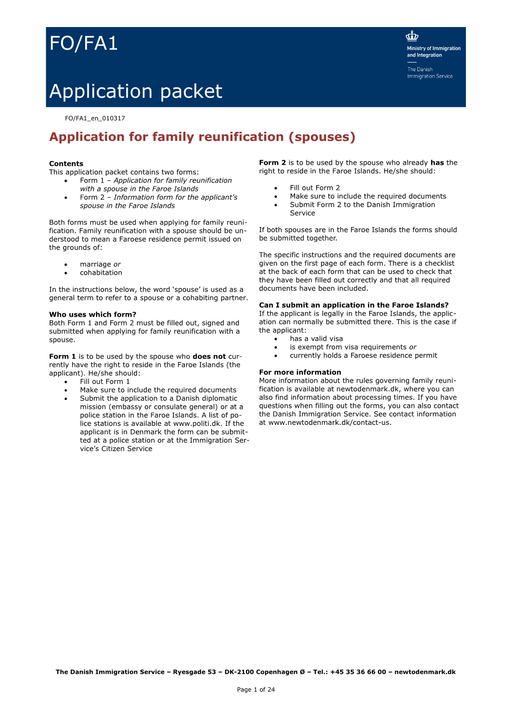 Application for Family Reunification (Spouses)