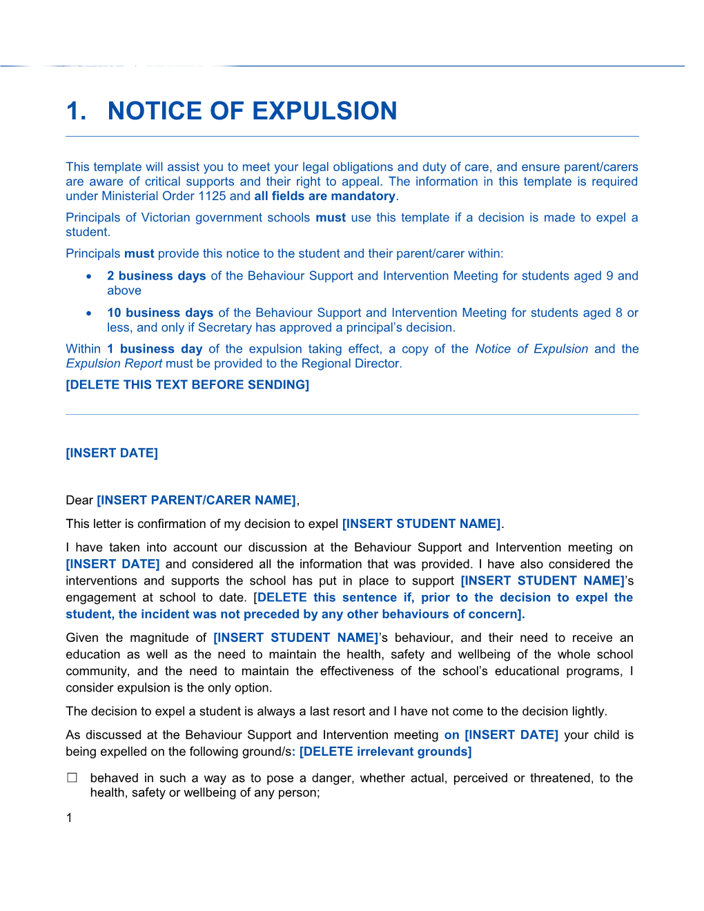 Notice of Expulsion