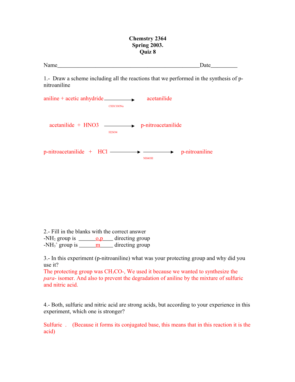 1.- Draw a Scheme Including All the Reactions That We Performed in the Synthesis Of