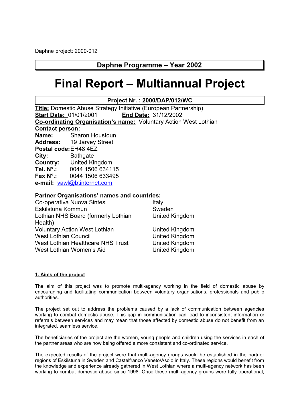Final Report Multiannual Project