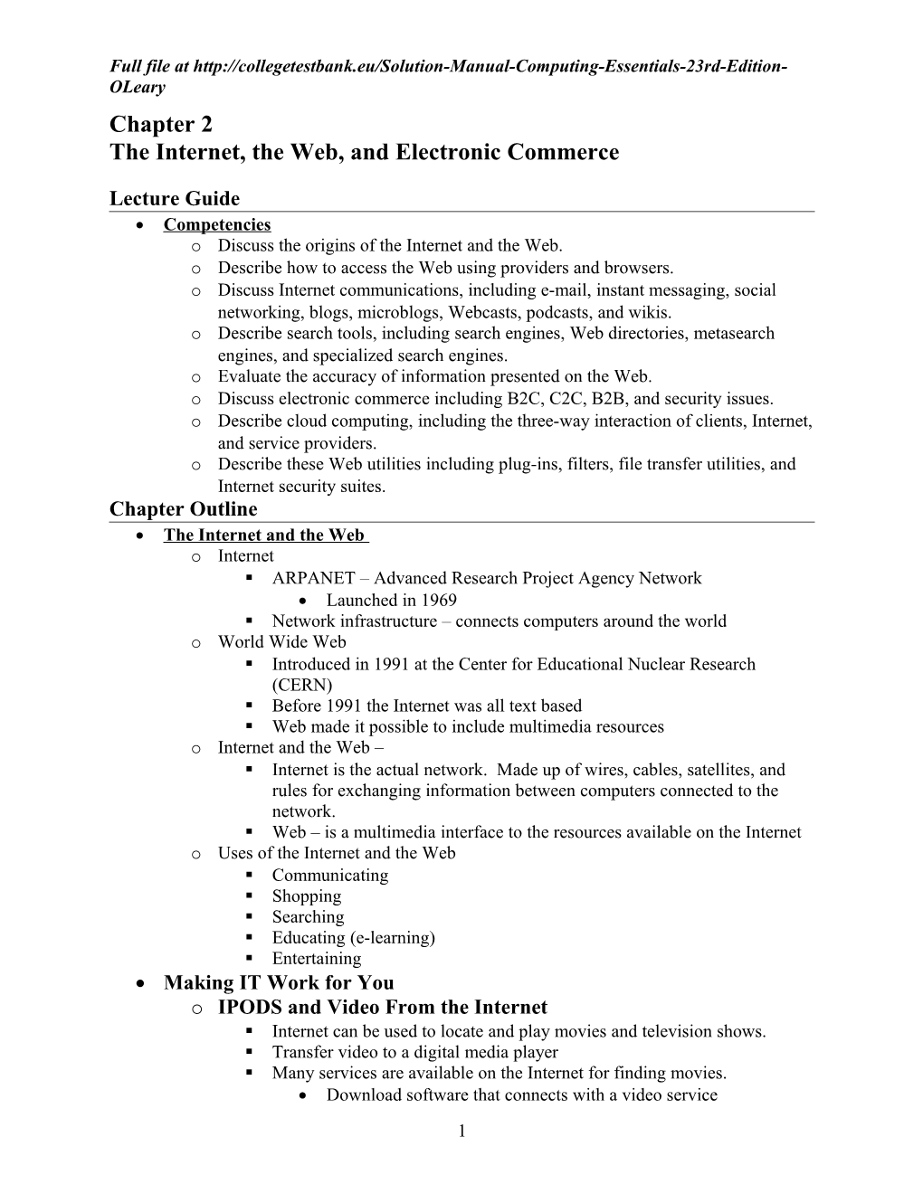 The Internet, the Web, and Electronic Commerce