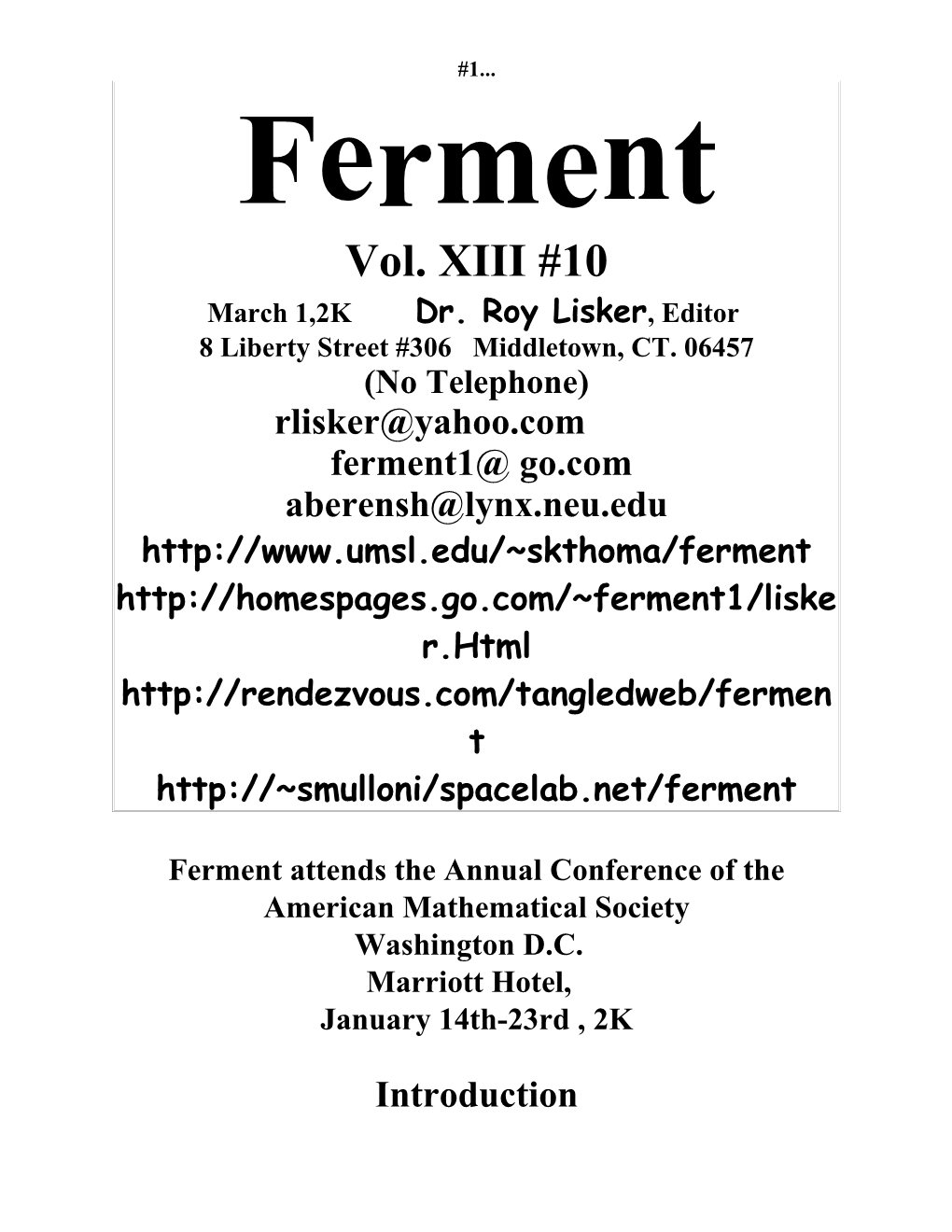 Ferment Attends the Annual Conference of the American Mathematical Society