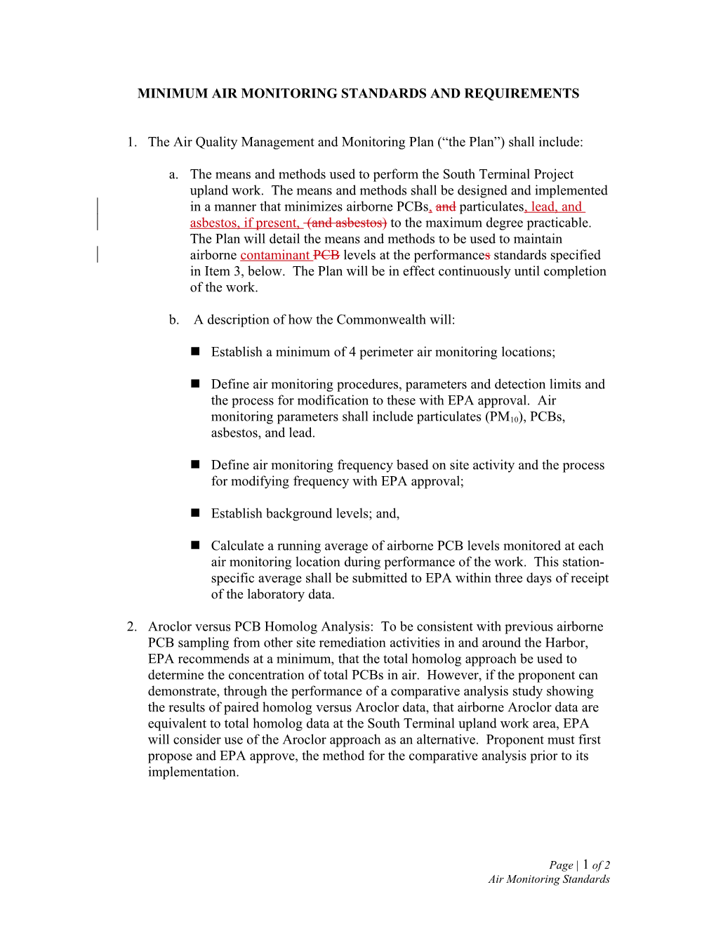 Minimum Air Monitoring Standards and Requirements